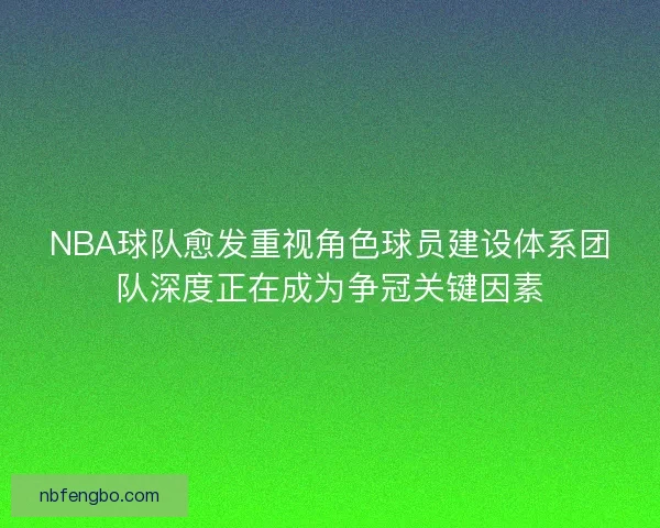 NBA球队愈发重视角色球员建设体系团队深度正在成为争冠关键因素